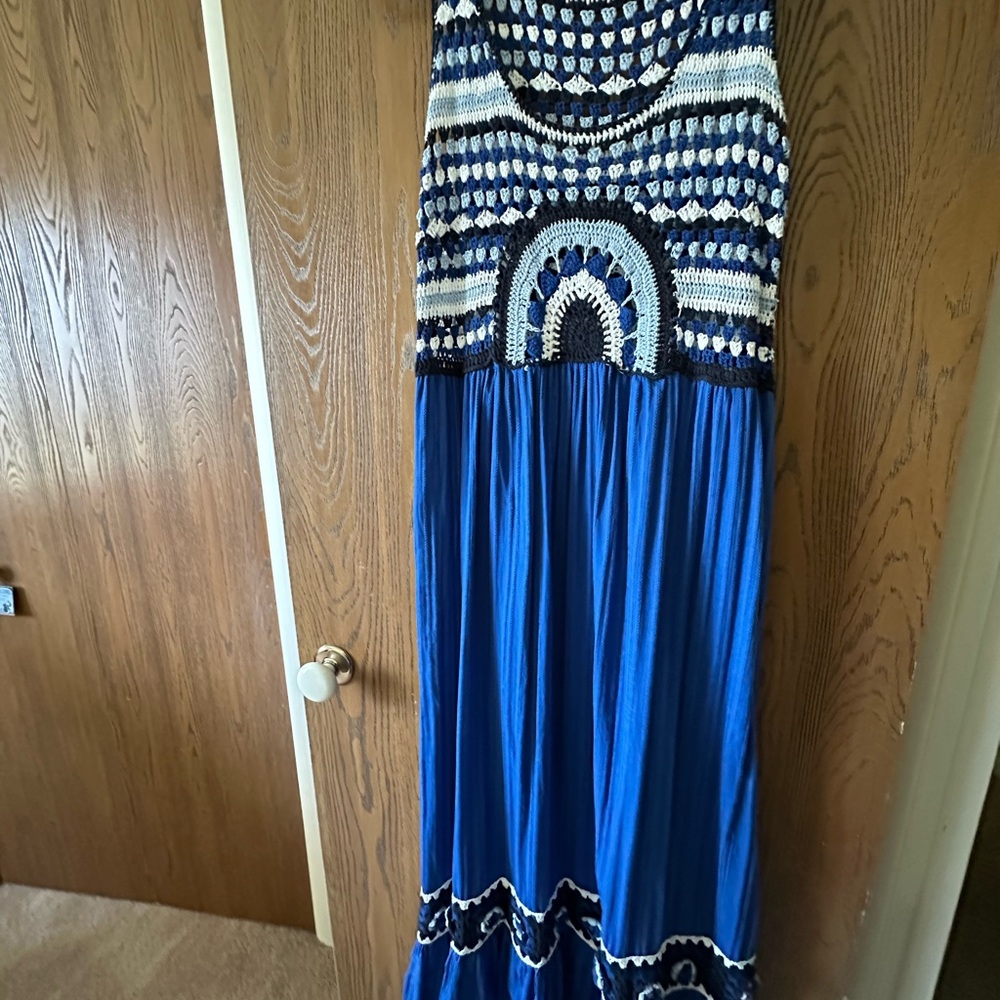 Zara Blue and White Maxi Dress